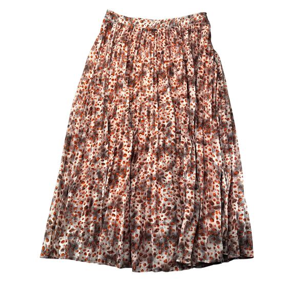 Pleated Skirt Womens Small Leopard Print Fall Colors Midi Skies are Blue - Picture 1 of 11